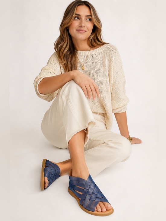 Born Shoes - Born IWA Women's Woven Leather Sandals in Blue 9